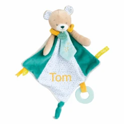 Baby'Nat - Les Super Doudous - Doudou Plat Ours Vert 40 Cm