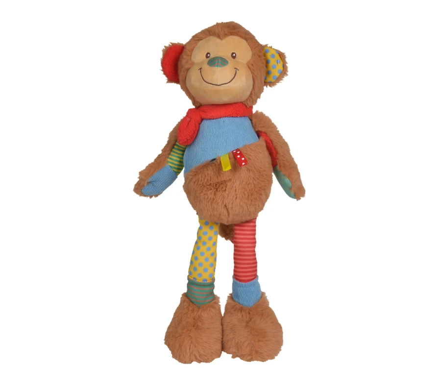 Nicotoy Long Legs Patchwork Peluche Singe Marron Bleu Rouge 40 Cm 3 Nicotoy Long Legs Patchwork Peluche Singe Marron Bleu Rouge 40 Cm – Image 2