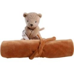 Noukie's - Babou Et Kendi - Doudou Couverture Ours Beige Caramel 50 X 50 Cm -Moulin Roty Peluche Boutique babou20et20kendi2020couverture20ours20beige20caramel205020x205020cm 3