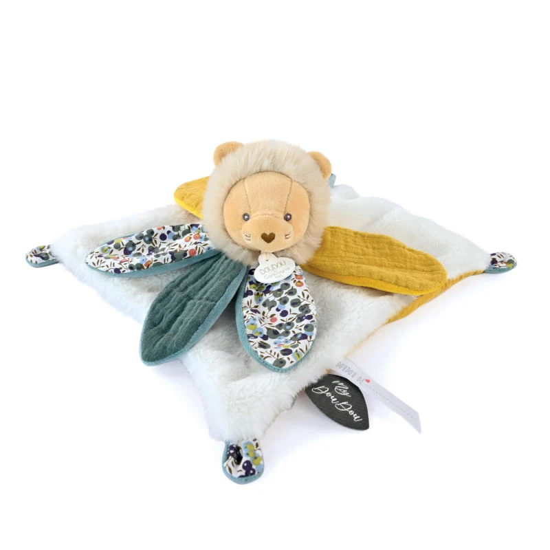 Doudou Et Compagnie - Boh'Aime - Doudou Plat Pétale Lion Jaune Vert Blanc 27 Cm 5 Doudou Et Compagnie - Boh'Aime - Doudou Plat Pétale Lion Jaune Vert Blanc 27 Cm – Image 3
