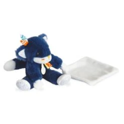 Doudou Et Compagnie - Tiwipi - Doudou Mouchoir Loup Bleu 20 Cm -Moulin Roty Peluche Boutique dc3632