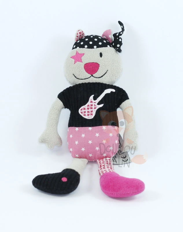 Influx Doudou Chat Pirate Rose Noir Guitare étoile 3 Influx Doudou Chat Pirate Rose Noir Guitare étoile
