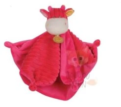 Baby'Nat Collection Les Doubambins Doudou Plat Vache Rose