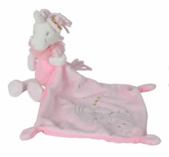 Nicotoy Lili La Licorne Doudou Mouchoir Rose étoile