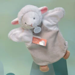 Doudou Et Compagnie - Marionnette Agneau Mouton Blanc Gris 25 Cm