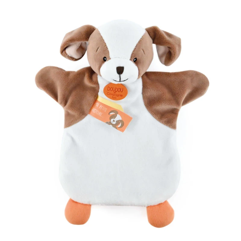 Doudou Et Compagnie - Marionnette Chien Blanc Marron 25 Cm 4 Doudou Et Compagnie - Marionnette Chien Blanc Marron 25 Cm – Image 2