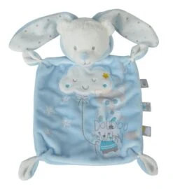 Max & Sax Mini Doudou Lapin Bleu Blanc Nuage 20 Cm
