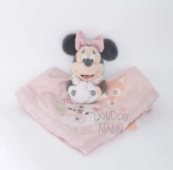 Disney - Minnie La Souris - Maxi Doudou Plat Carré Rose 40 Cm