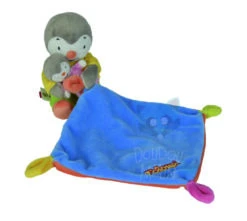 Nicotoy T'choupi Le Pingouin Doudou Mouchoir Avec Bébé Orange Rose Bleu Jaune
