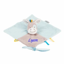 Nattou Tim & Tiloo Doudou Plat Cheval Bleu Beige 25 Cm