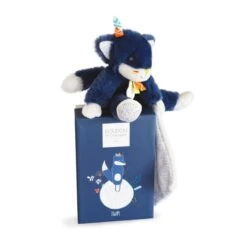Doudou Et Compagnie - Tiwipi - Doudou Mouchoir Loup Bleu 20 Cm